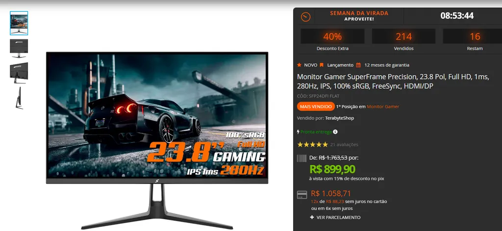 Monitor Gamer Superframe Precision Pol Full Hd Ms Hz Ips Srgb Freesync