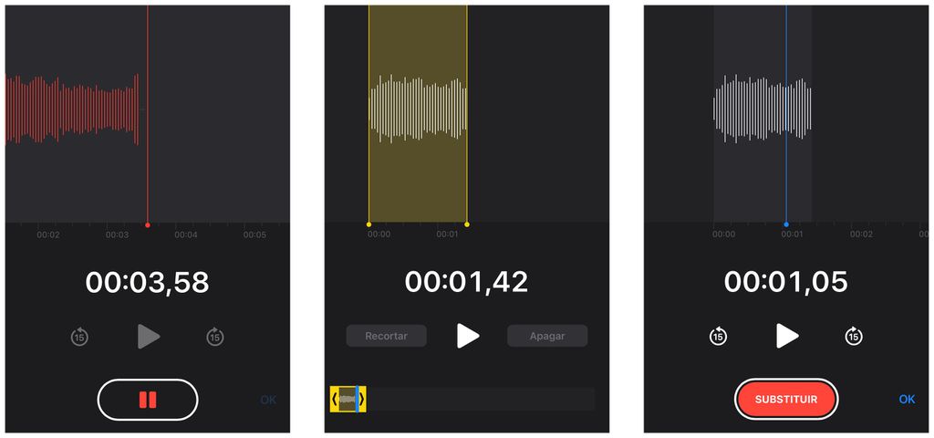 Realize edições nas gravações de áudio com as ferramentas do app (Captura de tela: Thiago FUrquim)