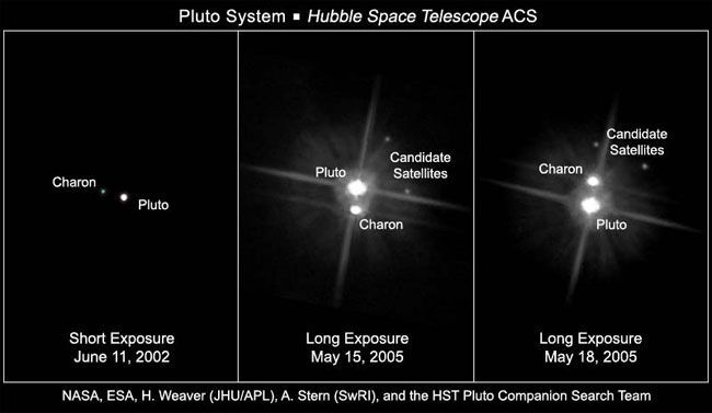 Duas luas descobertas pelo Hubble (Imagem: NASA/ESA/JHU/APL/SwRI)