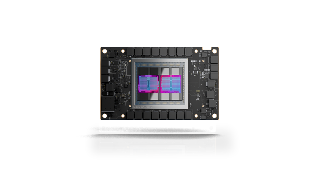 Composta por dois chips, a Instinct MI250X é a GPU para data centers mais poderosa da AMD, entregando desempenho 5 vezes superior à rival Nvidia A100 (Imagem: Divulgação/AMD)