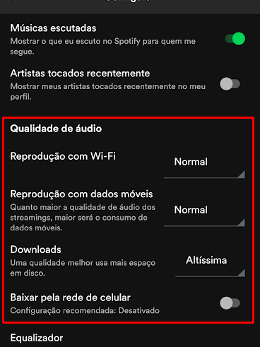 Ajuste a qualidade de áudio para cada conexão (Imagem: André Magalhães/Captura de tela)
