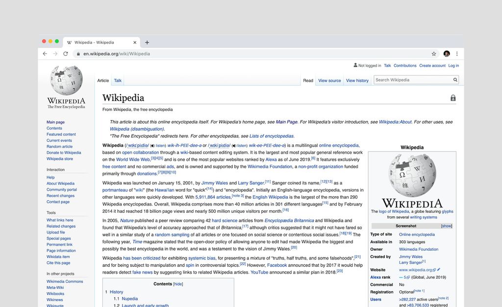 página da Wikipedia