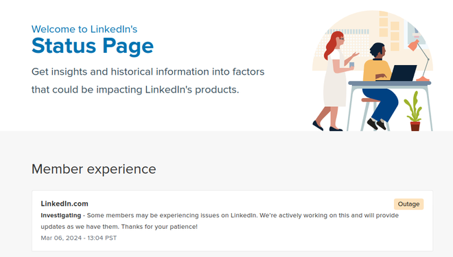 Un fracaso deja a LinkedIn fuera de línea este miércoles (6)