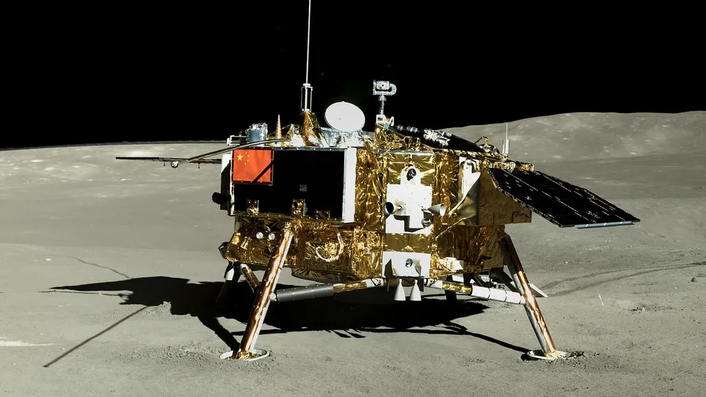 Lander da missão Chang'e 4 (Imagem: Reprodução/CNSA/CLEP/Doug Ellison)