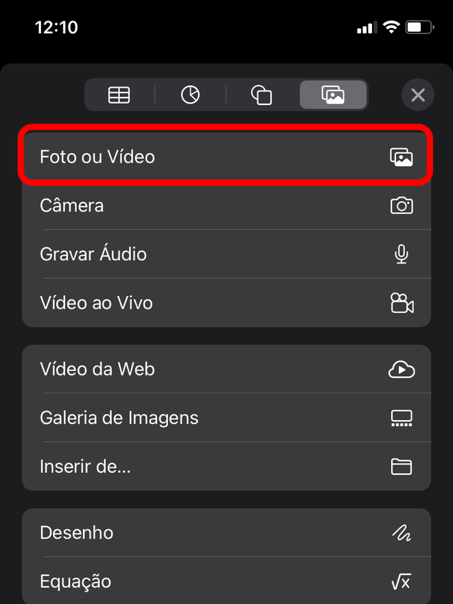 Selecione a opção indicada para adicionar um vídeo - Captura de tela: Thiago Furquim (Canaltech)