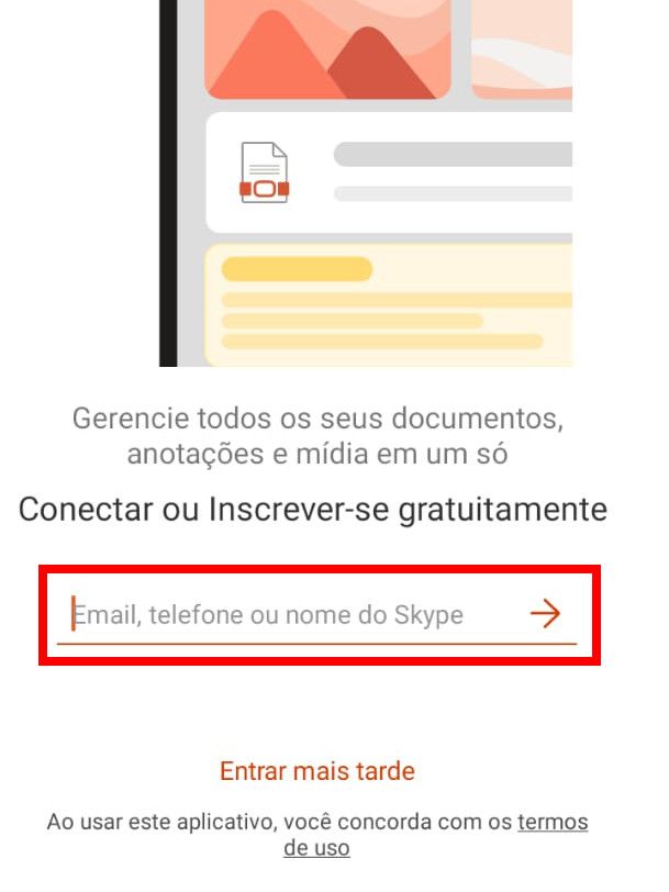 Abra o app do Office Mobile e efetue o login na sua conta da Microsoft (Captura de tela: Matheus Bigogno)