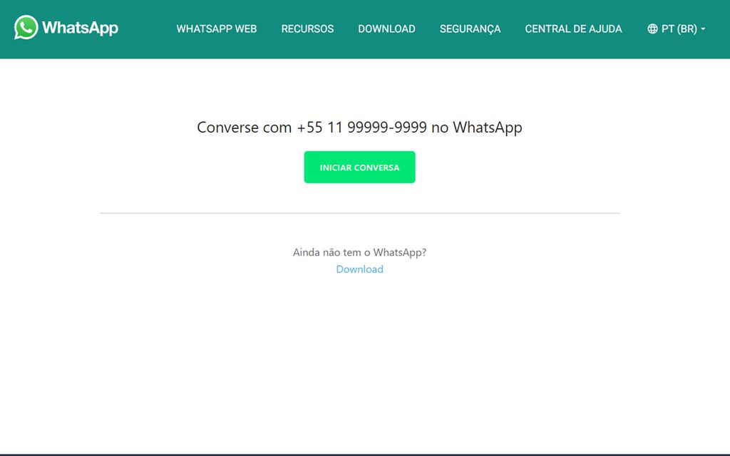 Insira seu número na própria ferramenta do WhatsApp (Captura de tela: André Magalhães)