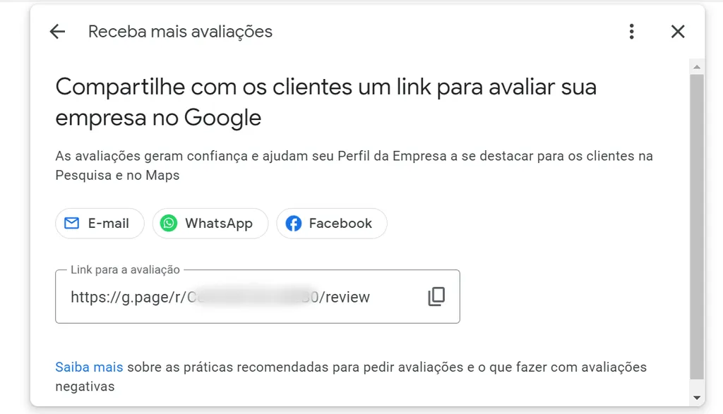 Utilização do Link Compartilhável para Solicitar Avaliações no Google
