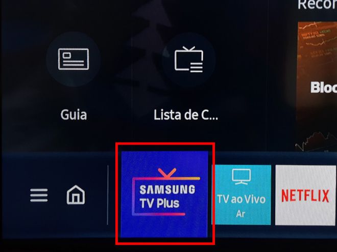 Com o menu aberto, selecione o app "Samsung TV Plus" (Imagem: Matheus Bigogno/Canaltech)