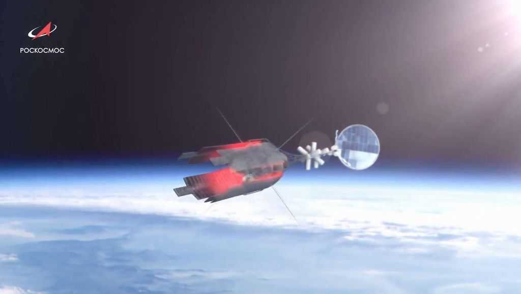 A Roscosmos já tinha planos para naves nucleares há anos, como esta, cujo objetivo seria levar cosmonautas até Marte (Imagem: Roscosmos)