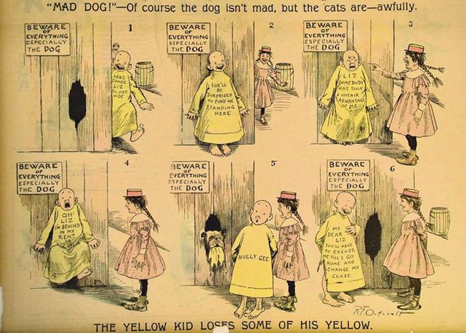 Yellow Kid começou a dividir melhor o "pensamento" em um espaço específico (Imagem: Reprodução/Comic Book Resources)