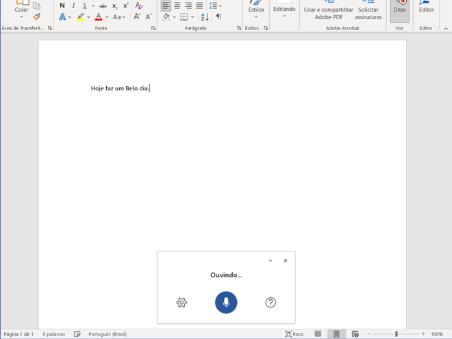 Como digitar textos no Word usando a voz 