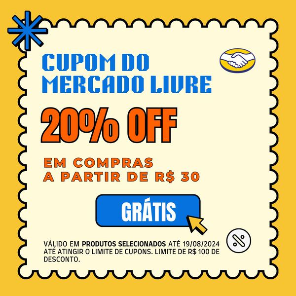 Cupom Mercado Livre: 20% OFF em compras a partir de R$ 30, limitado a R$ 100 de desconto - Válido em produtos para casa selecionados