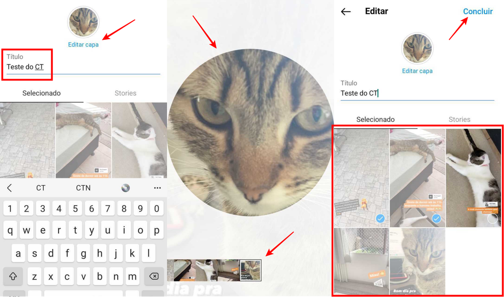 Você pode editar título, capa e filtrar stories dentro de um Destaque no Instagram (Imagem: Captura de tela/Fabrício Calixto/Canaltech)