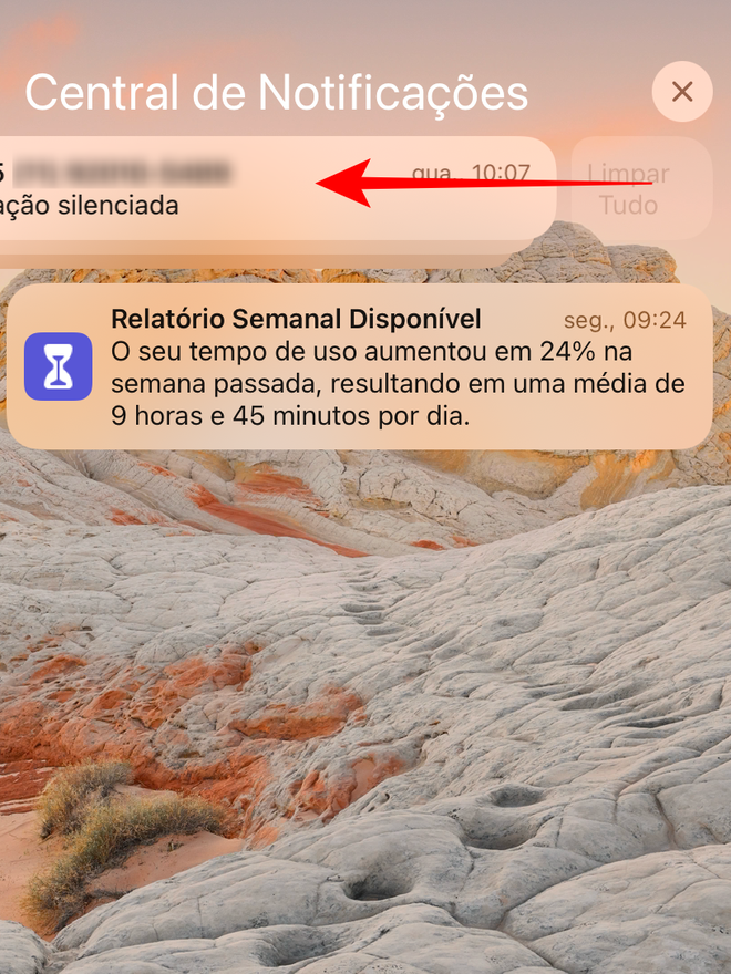 Arraste a notificação para o lado na Central de Controle - Captura de tela: Thiago Furquim (Canaltech)