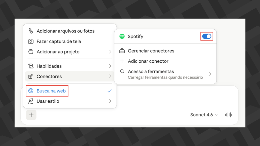 Passos para ativar o Spotify no Claude (Fonte: Canaltech/Divulgação)