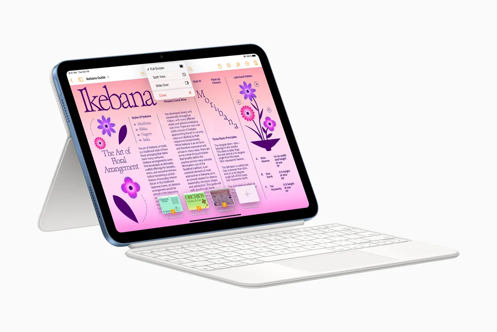 iPad 10 pode ser combinado com novo teclado para melhor experiência (Imagem: Apple)