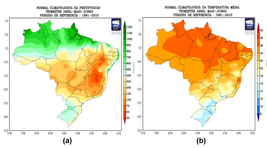 Nesta quarta, começa oficialmente o outono no Brasil, estação marcada por climas amenos e poucas chuvas (Imagem: Reproduçõa/Inmet)