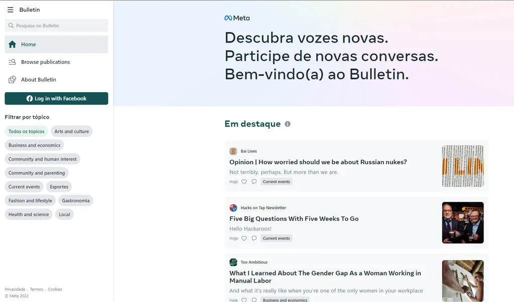 A plataforma de newsletters da Meta deve ser fechada em 2023 (Imagem: Captura de tela/Alveni Lisboa/Canaltech)