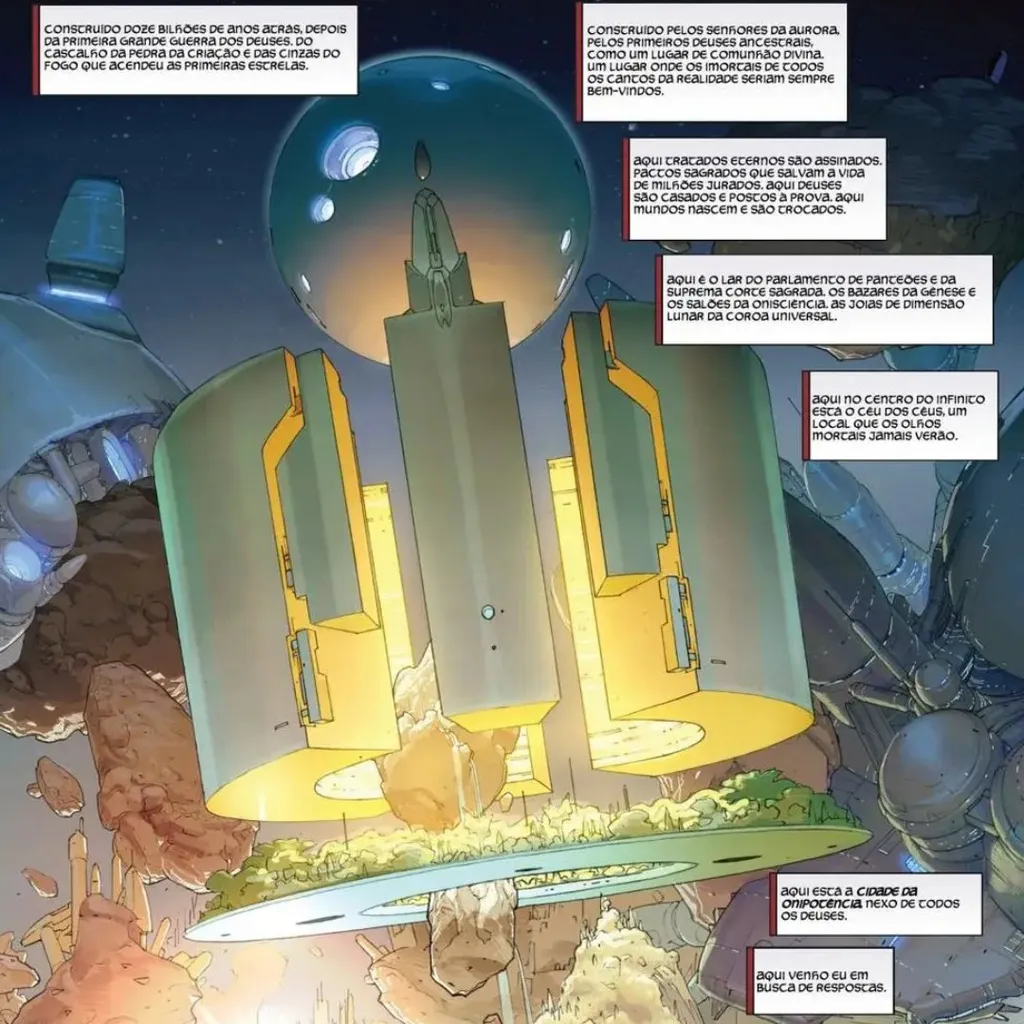 A Cidade da Onipotência do MCU ficou bem parecida com a versão das HQs (Imagem: Reprodução/Marvel Comics)