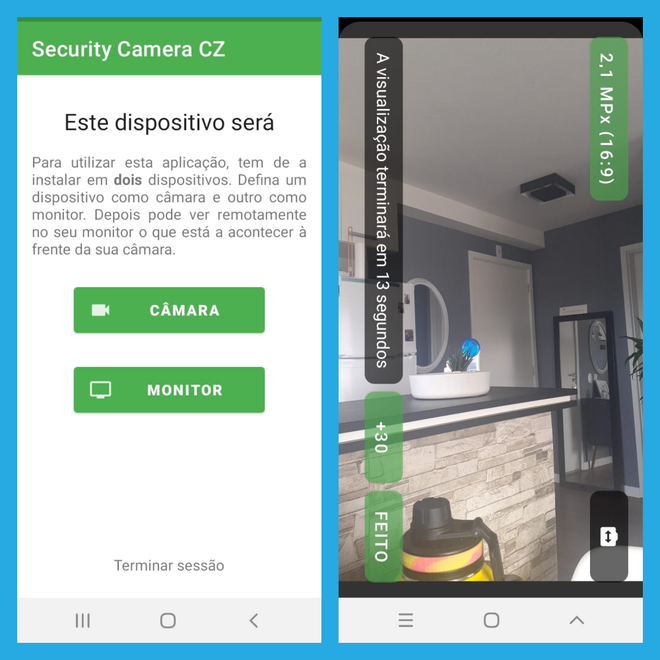 Disponível para Android, o Security Camera CZ é uma opção fácil de ser configurada para monitorar a casa pelo celular (Captura de tela: Caio Carvalho/Canaltech)