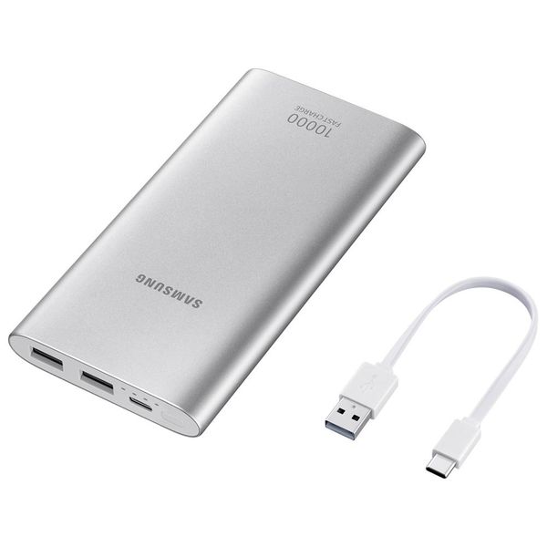 Carregador Portátil Samsung USB Tipo C, 10.000 mAh, Prata