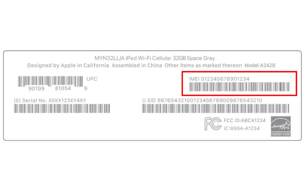 Como descobrir o IMEI do celular roubado; olhe na etiqueta da caixa do aparelho (Imagem: Reprodução/Apple)