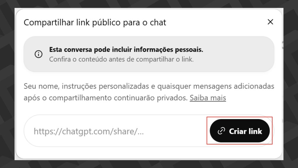 Passos para compartilhar conversas no ChatGPT