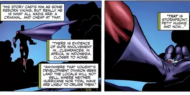 Stormfront já foi usado para causar desastres naturais pelo mundo em The Boys (Imagem: Reprodução/Dynamite Comics)