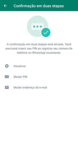 WhatsApp Confirmação em Duas Etapas 1