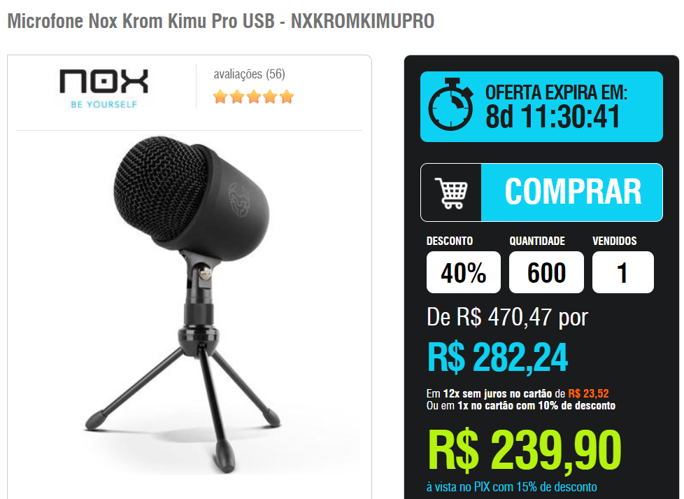 Pub Circular look for Microfone Nox Krom Kimu Pro USB [À VISTA] 38257 - Canaltech Ofertas