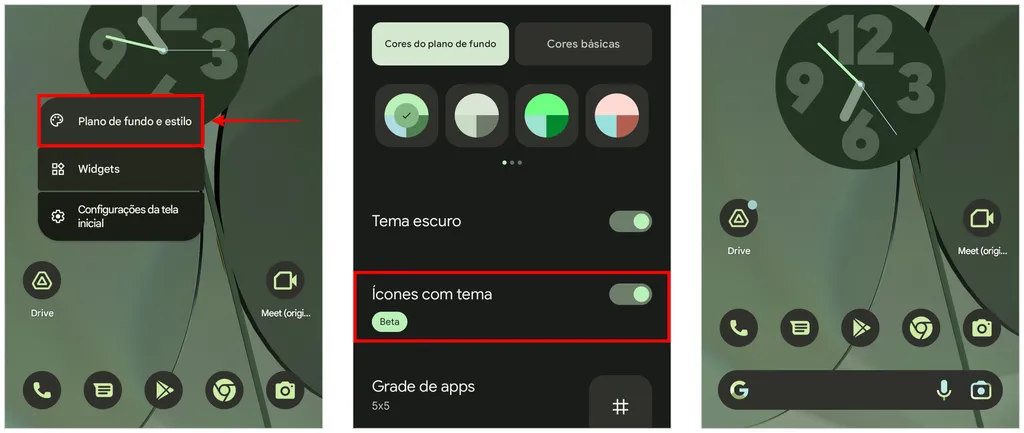 Android 13: sistema tem recurso nativo para mudar os ícones do celular (Captura de tela: Matheus Bigogno)