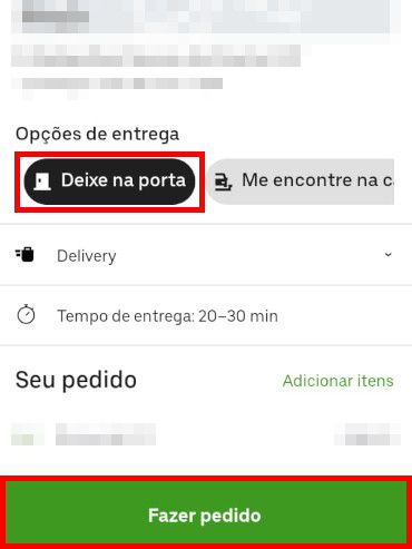 Selecione a opção "Deixe na porta" e clique em "Fazer pedido" (Captura de tela: Matheus Bigogno)