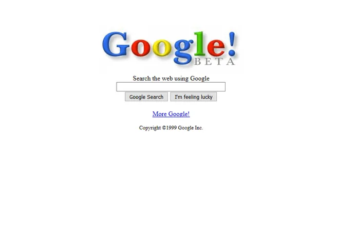 O Google adota um visual simplificado em 1999 (Imagem: Reprodução/Web Design Museum)