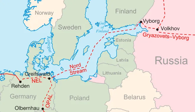 O percurso do gás passa pelo Mar Báltico até chegar na Alemanha (Imagem: Reprodução/Wikimedia Commons)