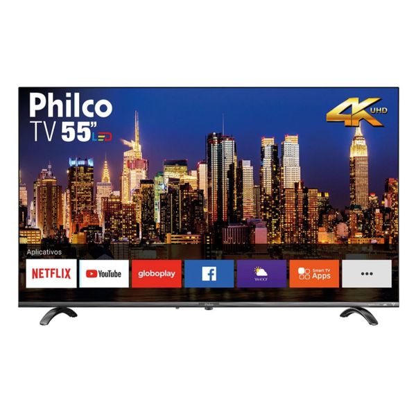Smart TV LED 55” Philco PTV55Q20SNBL Ultra HD 4k HDR Borda Infinita Com Aplicativos E Audio Dolby nas americanas