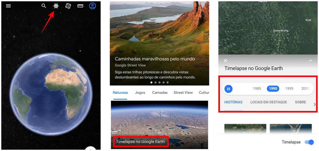 Como usar o Google Earth Timelapse