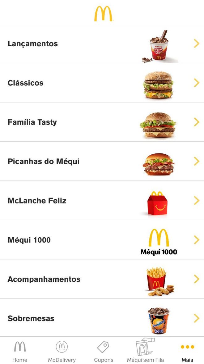 Confira o cardápio do McDonald's. (Imagem: Kris Gaiato/Captura de tela)