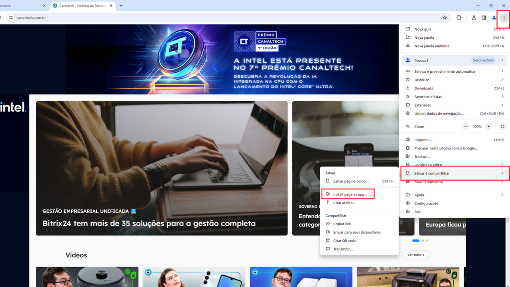 Como transformar qualquer site em app no Chrome Canary (Imagem: Captura de tela/Bruno De Blasi/Canaltech)