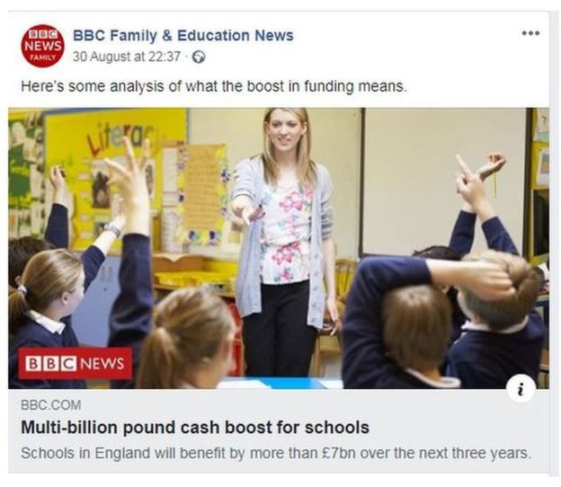 Postagem original da matéria da BBC no Facebook, com a manchete correta (Imagem: BBC)
