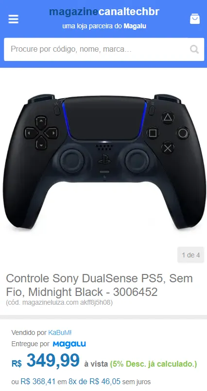 Controle Sony DualSense PS5, Sem Fio, Midnight Black - 3006452