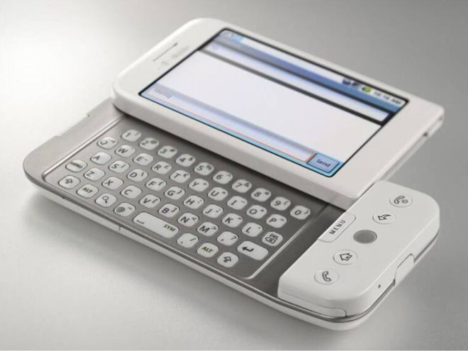 O primeiro celular a ser lançado com o Android foi o HTC Dream (Imagem: Reprodução/T-Mobile)