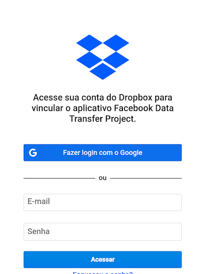 Faça login no Dropbox (Imagem: André Magalhães/Captura de tela)
