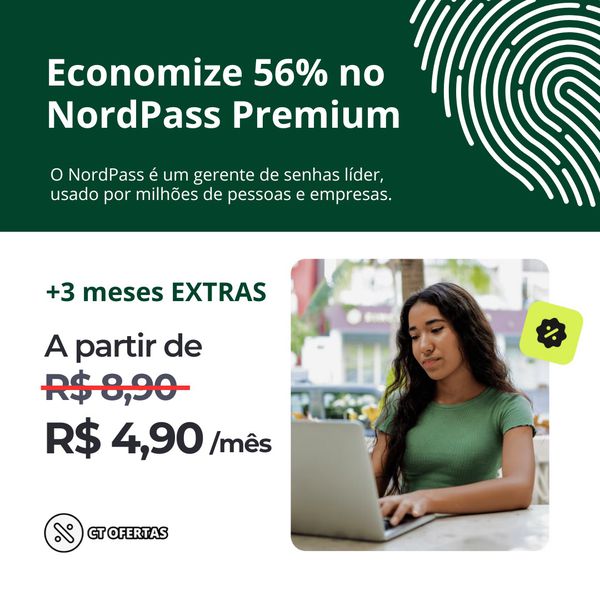 NordVPN: economize no Plano Premium de 2 anos da NordPass + 3 meses EXTRAS | A partir de R$ 4,90 por mês