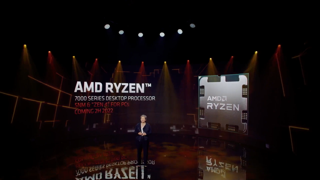 Com memórias DDR5, barramento PCIe 5.0 e novos núcleos Zen 4 em 5 nm, a família Ryzen 7000 está prevista para chegar na segunda metade de 2022 (Imagem: Reprodução/AMD)