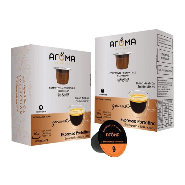 Cápsulas de Café Espresso Portofino Aroma, Compatível com Nespresso, Contém 10 Cápsulas
