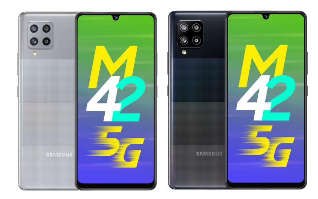 Samsung Galaxy M42 5G nas cores Prism Dot Grey e Prism Dot Black (Imagem: Divulgação/Samsung)