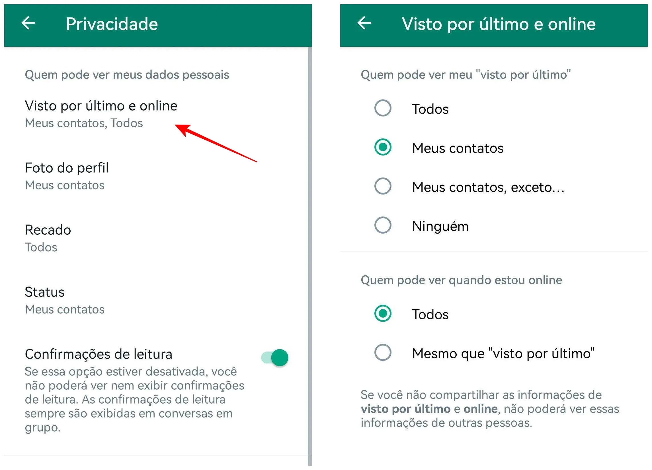 Esconda seu status online no WhatsApp (Captura de tela: Thiago Furquim/Canaltech)