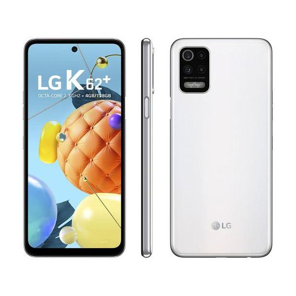 Smartphone LG K62+ Branco 128GB 4G Processador Octa-Core 4GB RAM Tela de 6.59 Câmera Quádrupla + Selfie 28MP Android