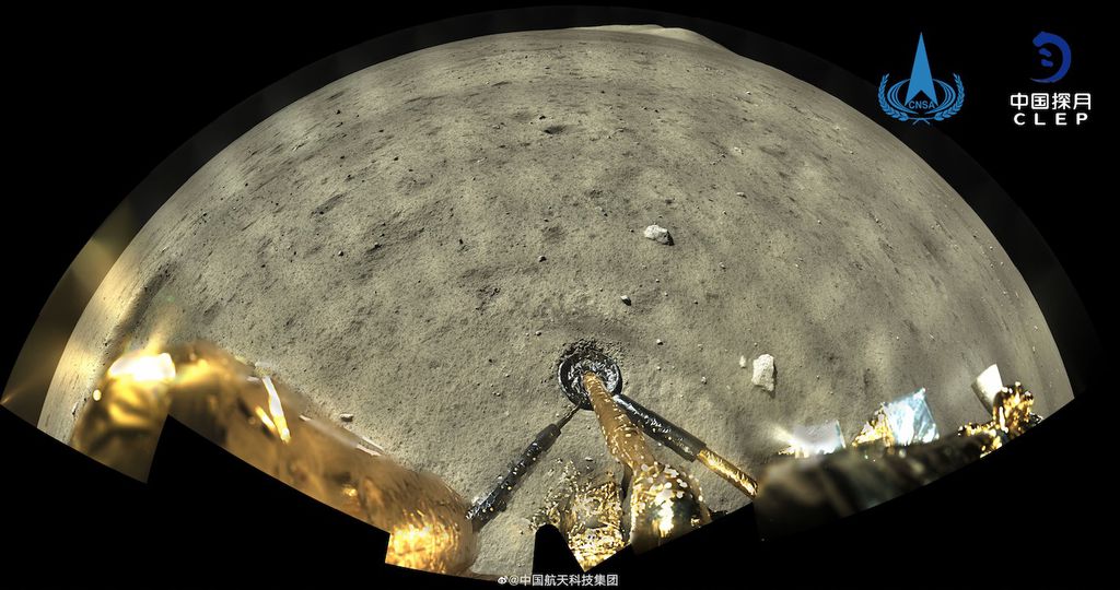 Sonda Chang'e 5 na Lua (Imagem: Reprodução/CNSA/CLEP)